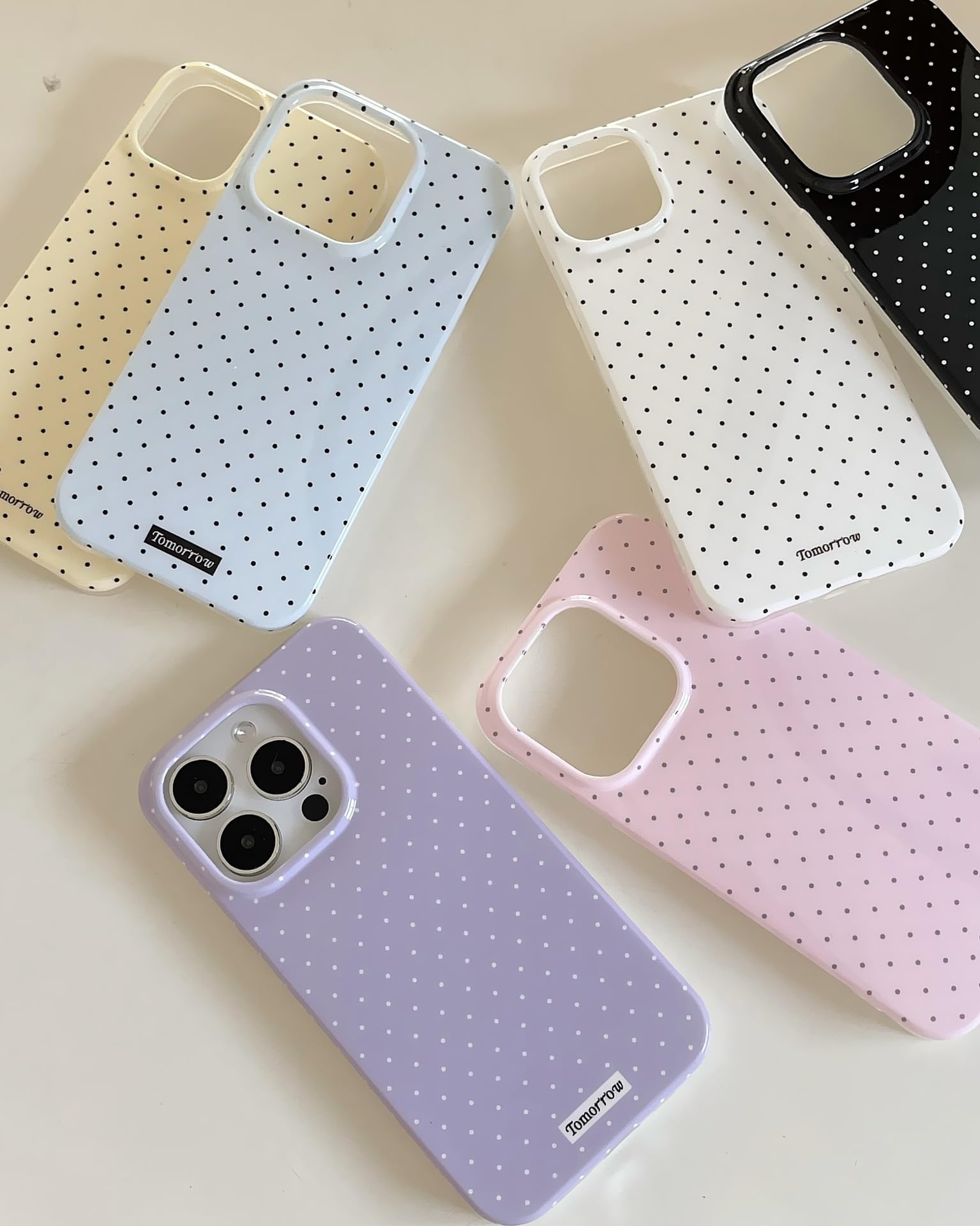 inewateri iPhone 13/14 Case with Cute Fashion Polka Dot Aesthetics | Simple Design | Soft TPU Slim Protection | White