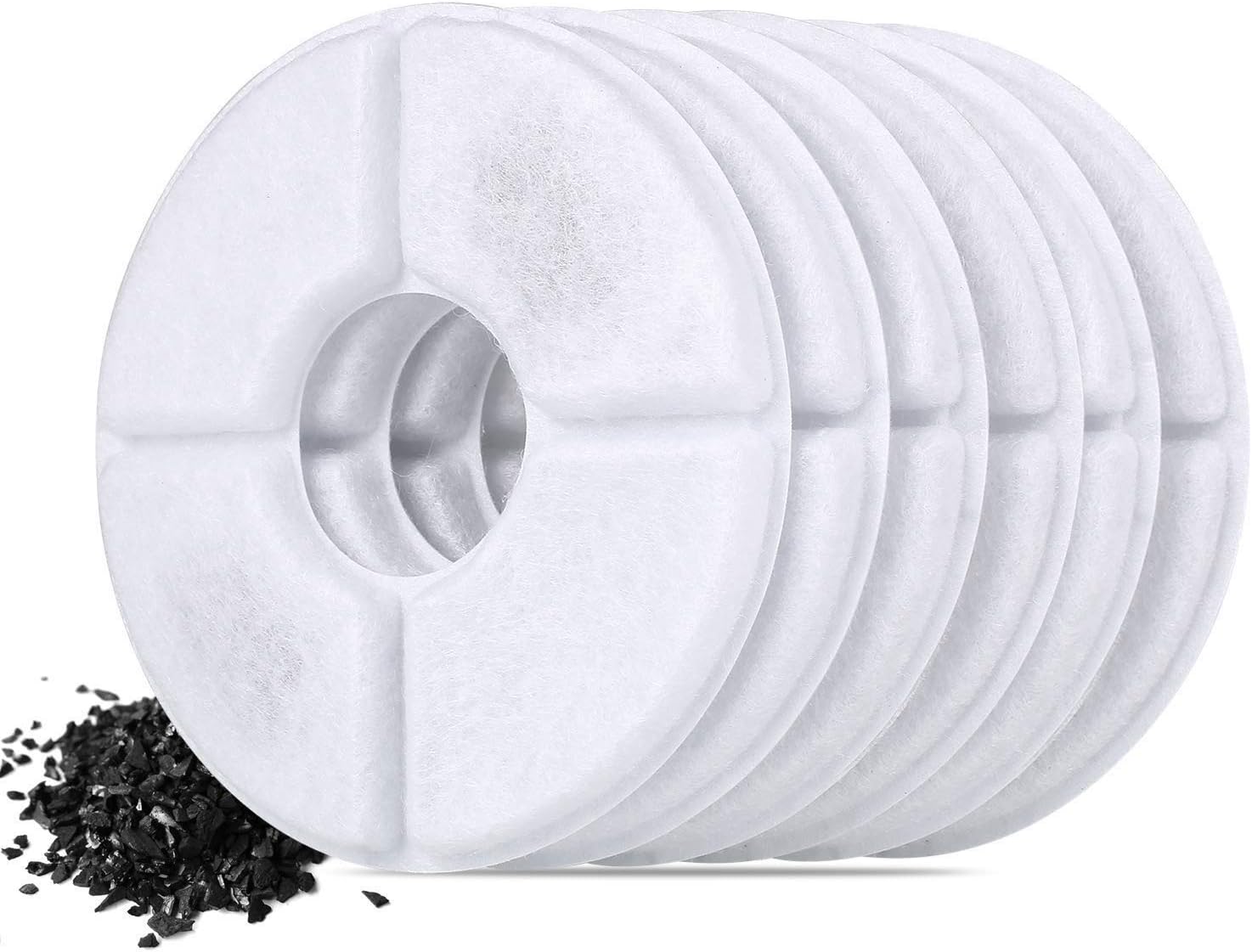 pedy Cat Fountain Filters, 2L Pet Water Fountain Dispenser Premium Activated Carbon Filters 6 Pack, Automatic Electric Pet Water Drinking Fountain for Cat and Small Dog/Animals