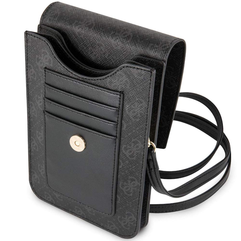 GUESS - 4G wallet case for phone with tassel, black., GUWBSQGBK