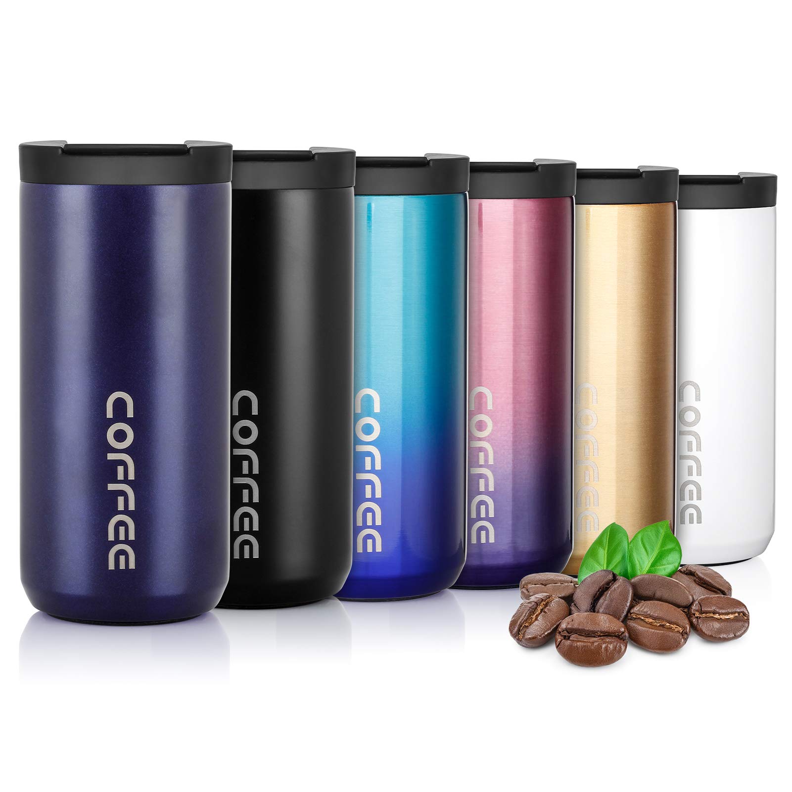 Lalafancy Insulated Coffee Cup 350ml/500ml Vacuum Double Walled Travel Mug Stainless Steel with Leakproof Lid, Car Coffee Mug for Hot and Cold Water and Tea