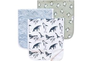 Copper Pearl Premium Baby Burp Cloths - 3-Pack Large Cotton Burp Cloths, Extra Soft Spit Up Rags with 3 Absorbent Layers, Perfect for Baby Boy and Baby Girl Gifts (21" x 10" Size, Cove Set)