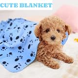 Aliangting 4Pcs Pet Blanket Small Dogs Cats Fleece Paw Print 60x70 cm view 3
