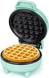 SNAILAR Mini Waffle Maker 550W Green Nonstick Ready Light Cool Touch