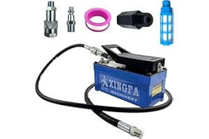 XFPC Air Hydraulic Pump 10,000 PSL, 0.45 Gal Reservoir, NPT 3/8" Oil Outlet, NPT 1/4" Inlet, Hydraulic Pump Air Hydraulic Foot Pump Made of Aluminum with 6.6ft Pipe, Blue