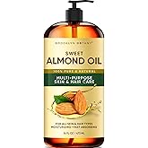 Brooklyn Botany Sweet Almond Oil | for Skin, Hair and Face | 16 Fl Oz | 100% Pure and Natural | Carrier Oil for Essential Oil