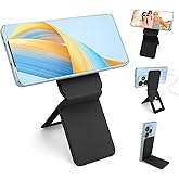Phone Stand, Foldable Magnetic Phone Tripod, Angle Adjustment & Strong Magnets PU Leather Phone Stand, Compatible with All Smart Phone 16/15/14/13/12 (Black)