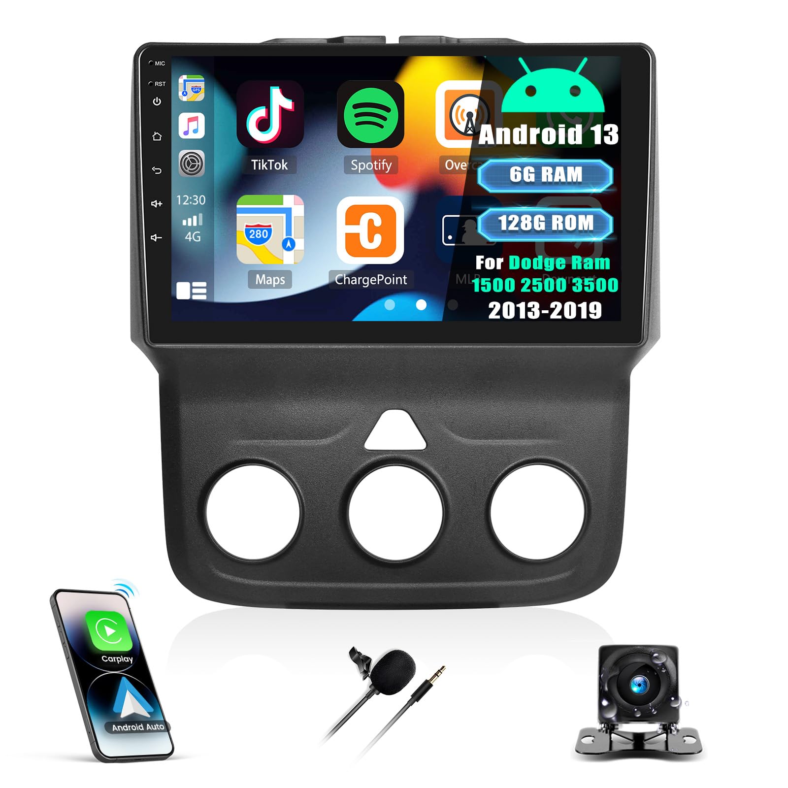 Photo 1 of [8 Core 6G+128G] Android 13 Car Radio for Dodge Ram 1500 2500 3500 2013-2019,9" Touchscreen Car Stereo with Wireless CarPlay Andriod Auto,Bluetooth,Mirror Link,GPS,SWC,WiFi,FM/RDS,Backup Camera