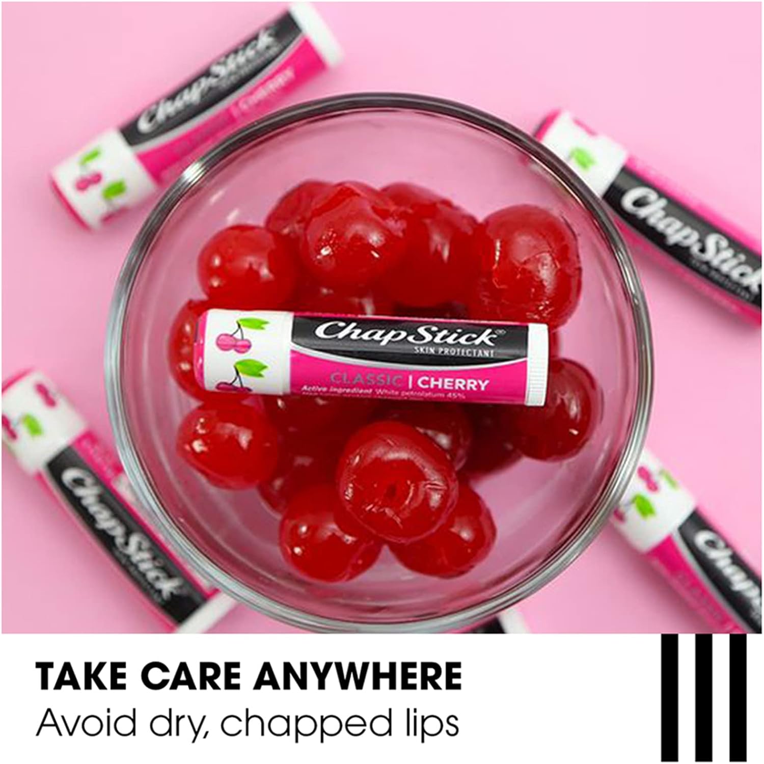 ChapStick Classic Cherry Lip Balm Tube, Flavored Lip Balm for Lip Care on Chafed, Chapped or Cracked Lips, Cherry, Red, 0.15 Oz (Pack of 3): Health & Personal Care