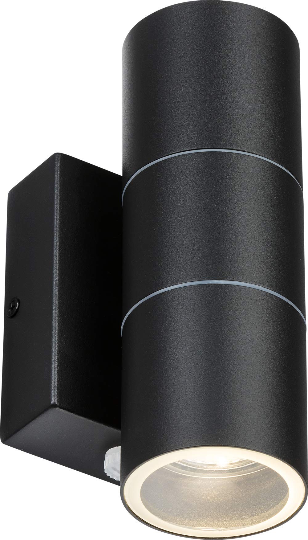 Single GU10 Outdoor Up and Down Wall Light with Daylight Sensor in Matt Black