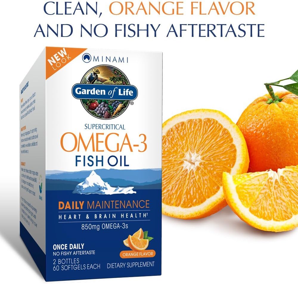 Minami Nutrition Garden of Life Supercritical Omega-3 Fish Oil, 60 Soft Gels each, 850mg, 2 Pack: Health & Personal Care