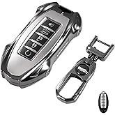 for Nissan Heavy Key Fob Cover with Keychain Zinc Alloy Metal Key Fob Case Compatible with Altima Armada Maxima Murano Sentra Rogue Pathfinder (Square Metal Buckle)