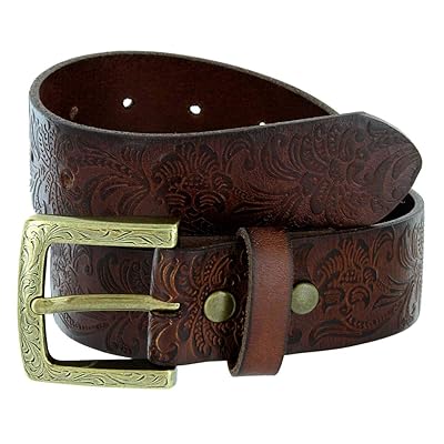 Jora Women's Floral Engraved Leather Western Belt Kuwait Ubuy