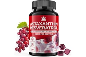 ENVYDEAL Sugar-Free Astaxanthin 24mg Gummies with Resveratrol 500mg, Powerful Antioxidants Supplement w/ Vitamin B1, Coconut Oil - Healthy Aging, Skin, Eye, Joint, Immune - Vegan, Non-GMO, 60 Count, Grape FLA