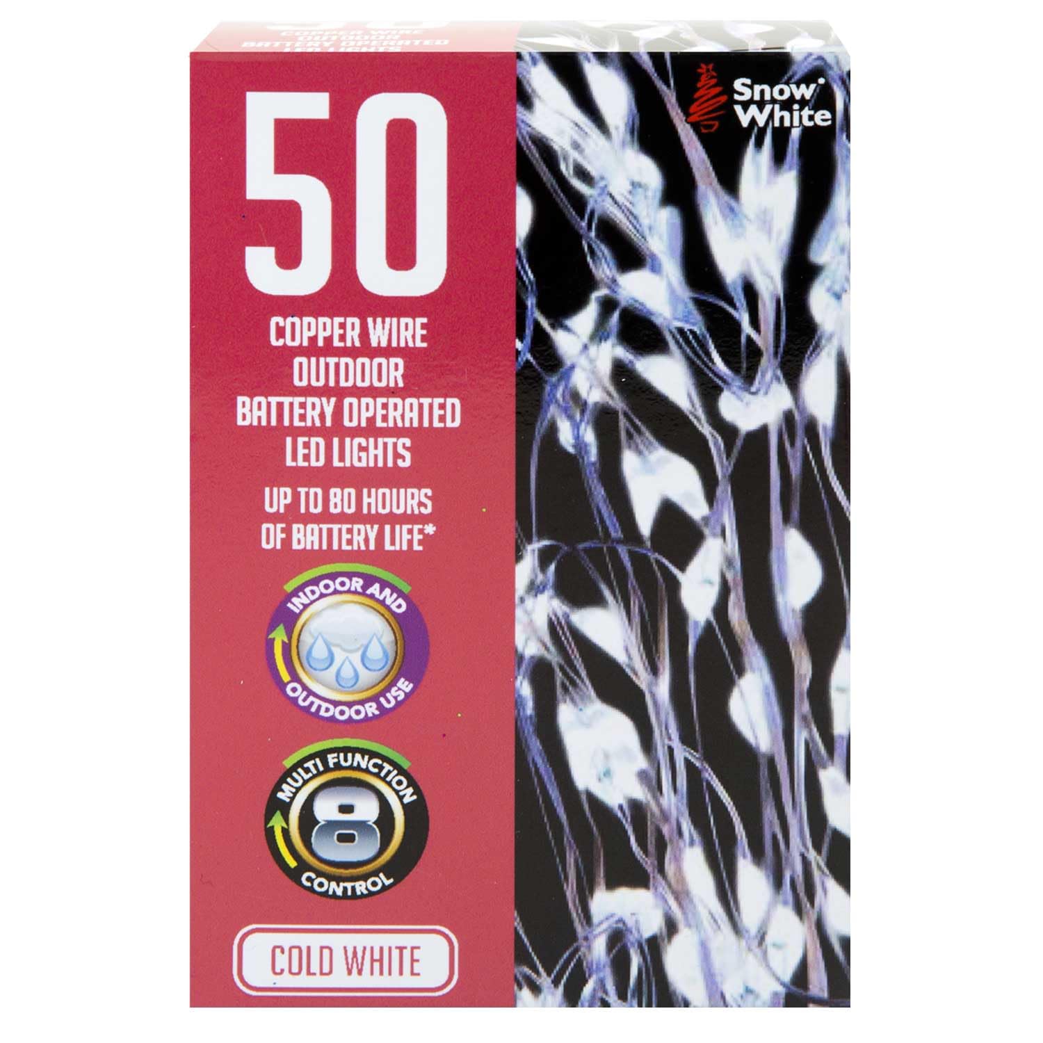 VFM - Outdoor Copper Wire Lights (50)- Cold White- Christmas Lights