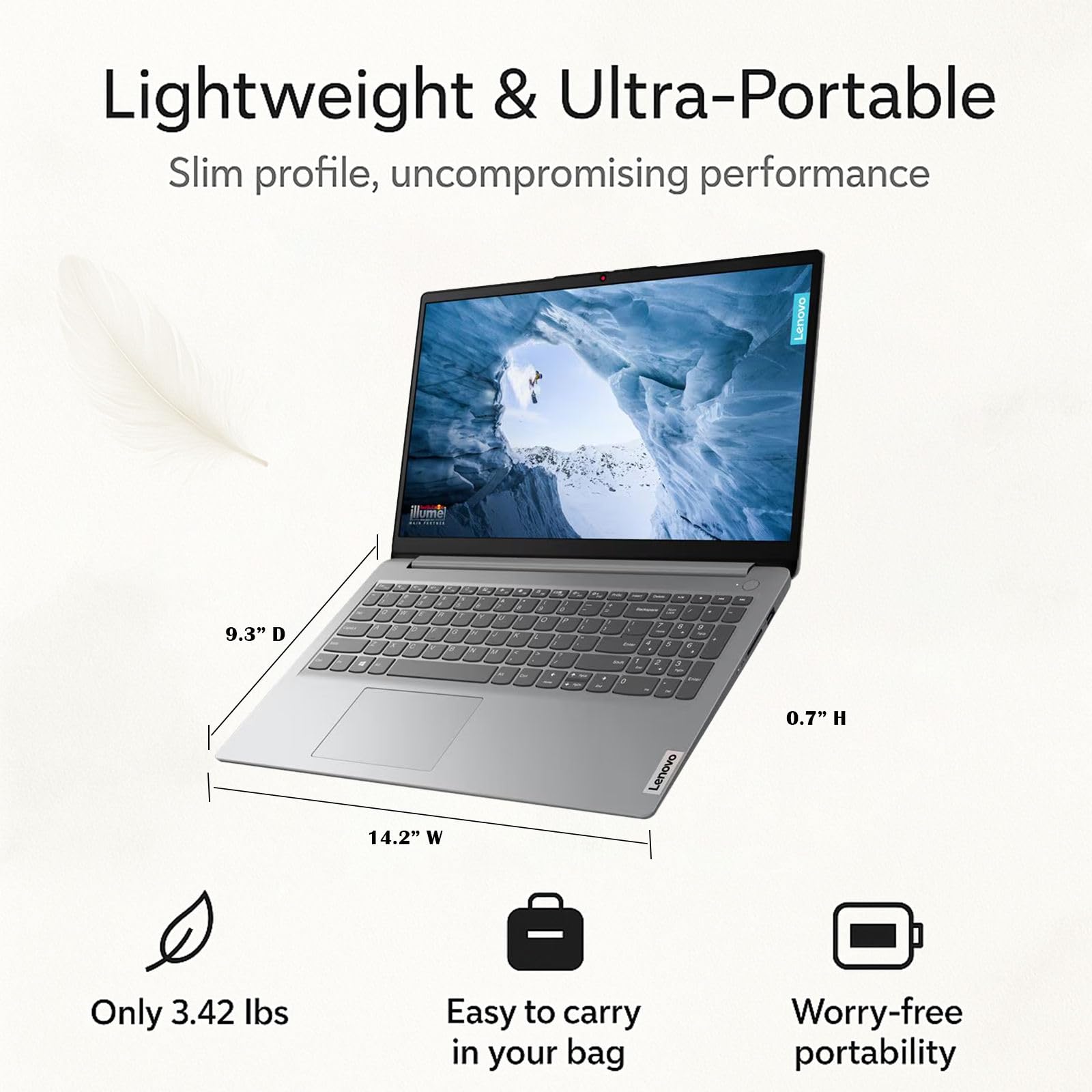 Portátil Lenovo | Núcleo Intel| 15.6 Pantalla antirreflejo | 1 año de Office 365 | 8 GB de RAM | SSD de 128 GB + eMMC de 128 GB | Almacenamiento en la nube de 1 TB | Batería de 11 horas | Windows11 | Wifi 6| USB de recuperación WOWPC