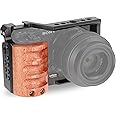 Leftfoto Upgrade Metal Cage with Wood Handle for Sony Alpha ZV-E10 Video Shooting Accessories, Cold Shoe Mic/Light Extension Video Cage Filming Vlog Camera Kit