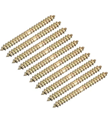 WoodRiver 1/4-20 Dowel Screws, 1-1/2" Long – Double-Ended Wood Threads, 10 Pack