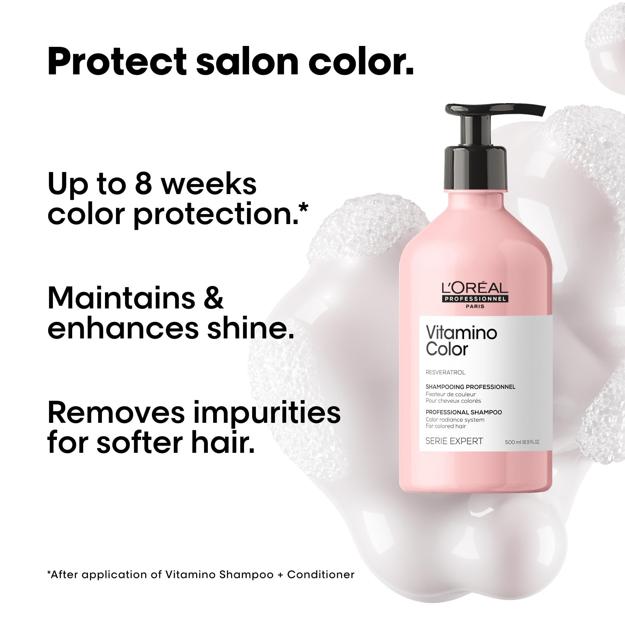 L'Oréal Professionnel Paris Vitamino Color Shampoo - Protects & Preserves Hair Color, Prevents Damage, Adds Vibrancy & Enhances Shine