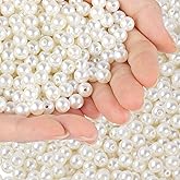 Phinus 1000 Pcs 8mm Pearl Beads with Hole, Round Shapes Pearls for Crafting, Loose Pearl Beads for Jewelry Making, Pearls for Jewelry Making, Decoration, DIY Crafts, Stuffing