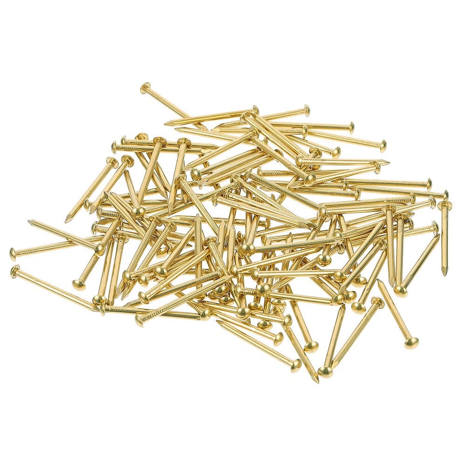 YPLonon 150g Wood Nails Gold Wall Pins Approx 570Pcs Brass Pin Tacks for Wood Wall 20MM Round Head Panel Nails Gold Nail Tacks for Woodworking Wall Hanging