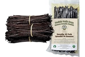 ESSENCE FOOD & BEVERAGE 50 Vanilla Beans Bulk For Making Vanilla Extract Grade A - NON-GMO Fresh Pods, "6-9" Inches, Perfrect for Homemade Extract, Cooking, and Brewing
