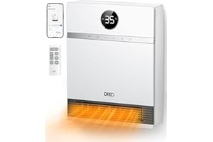Dreo Smart Wall Heater, IP24 Electric PTC Space Heater for Indoor Use, 30° Oscillation, Adjustable Thermostat, Remote Control