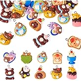 Boutigem 20Pcs Resin Bear Charms Sweet Food Theme Cartoon Bear Pendants Cute Dessert Animal Dangle Charms Lovely Hang Ornament for DIY Crafts Earring Necklace Keychain Jewelry Making