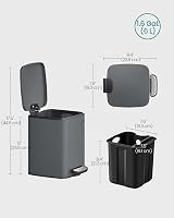 SONGMICS Kitchen Bin 6 L Steel Pedal Bin with Inner Bucket Slate Grey LTB590G02 view 7