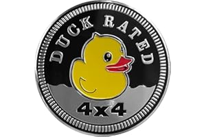 GOWXS Duck Badge Rated Car Emblem, 4 x 4 Metal Automotive Badge 3D Metal Car Badges Emblems Round Emblem Decals Car Badge Decals Stickers Compatible with Jeep Wrangler Vehicles Trucks SUV