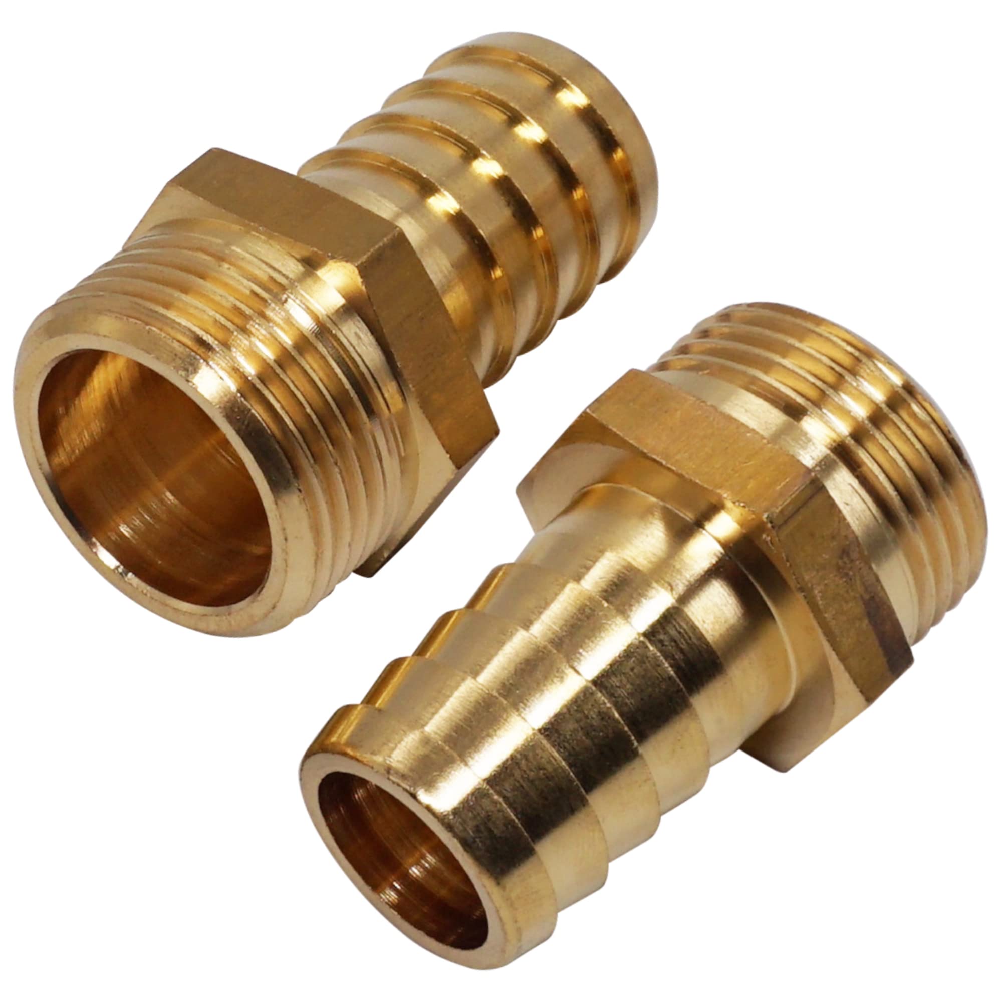 SKIR'CO 2 pcs Male Thread Barb Brass Fitting 3/4" x 20 mm, Hose Barbed Adapter, Hose Tail Connector, BSP Thread