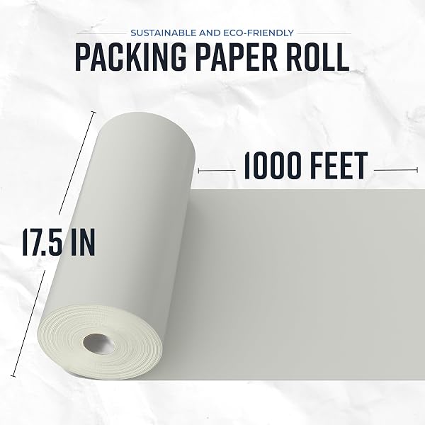 BRYCO GOODS LARGE NEWSPRINT PACKING PAPER ROLL – 1000’L X 17.5”W (700 SHEETS 17” LONG EQUIVALENT) – USA MADE – NEWSPAPER PAPER – PACKAGING, STORAGE, SHIPPING & MOVING SUPPLIES