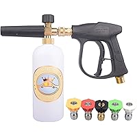 GDHXW X-999 Foam Wash Gun 3000 PSI High Pressure Snow Foam Lance Foam Cannon Foam Blaster with M22-14mm Thread 5 Pressure Washer Nozzles for Cleaning
