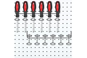 Hotop 2 Pieces Pegboard Screwdriver Holder Peg Board Tool Utility Hooks Pegboard Accessories Six-Tool Organizer Racks Accessory Multi-Ring Holder for Pliers(Black)