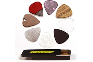 Fishknow Guitar Picks for Acoustic Guitar,Celluloid,Copper,Steel,Pvc,Acrylic,Wooden Guitar Picks,Thin Medium and Heavy