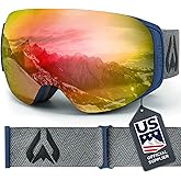 Wildhorn Roca Ski Goggles Men Women Anti-Fog/Scratch 100% UV-Magnetic Lens-Snowboard Snow Goggles Men Women Adult