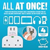 BARGAINSGALORE Surge Protected Double Socket 2 Gang Plug 2 USB Ports Power view 4