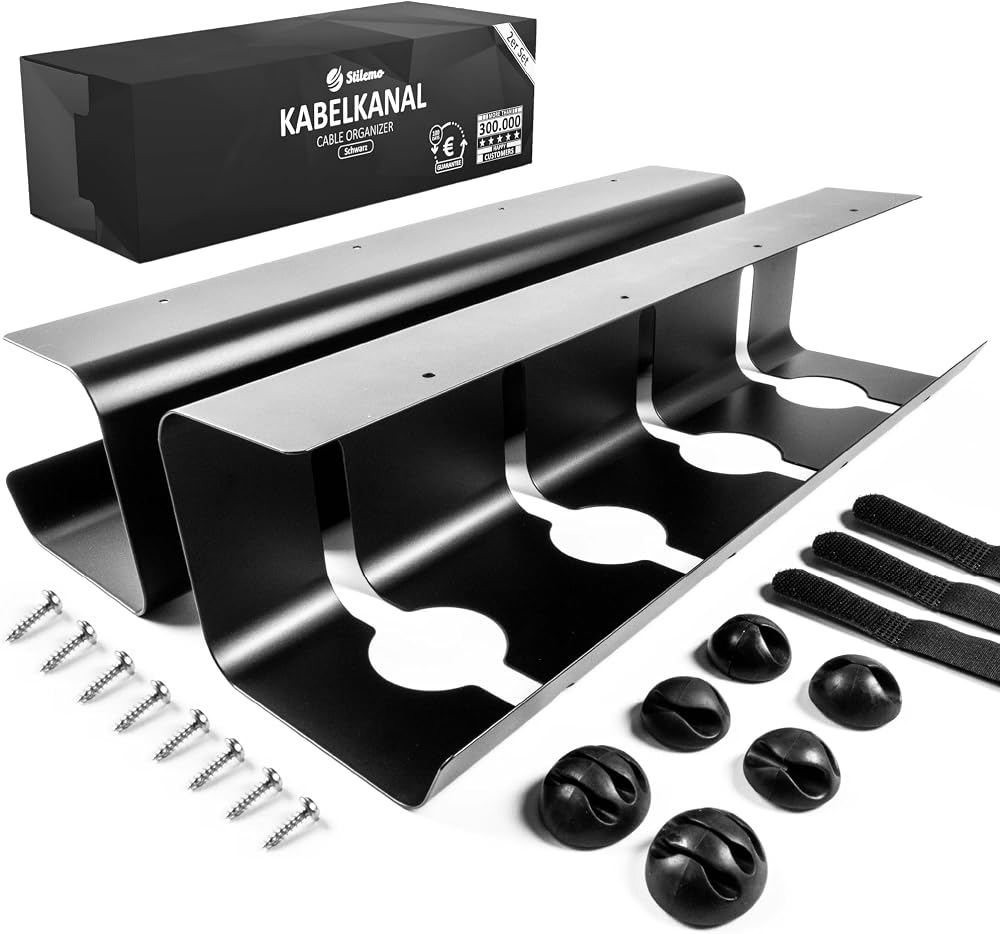 Stilemo Under Desk Cable Management Tray 2 Pack Carbon Steel Wire Organizer