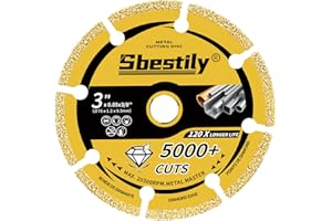 Sbestily 3 Inch Cut Off Wheels for Metal, Heavy Duty Diamond Cutting Wheel 3/8" Arbor Hole Cutter Disc with 5000+ Cuts on Rebar, Steel, Iron and INOX