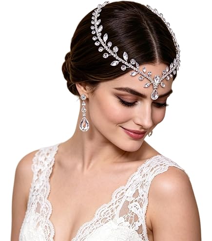 Wedding Rhinestone Headband Bridal Hair Comb Elegant Teardrop Headpiece Amazon.com : BERYUAN Silver Rhinestone Peacock Hairpiece  main image 3