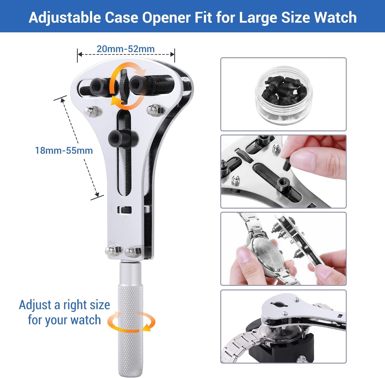 Watch Tool Kit, Ohuhu 213 PCS Upgraded Heavy Duty Watch Repair Kit Battery Replacement Link Removal Band Tool Kits Professional Watch Back Case Opener Removal Tools with PU Leather Bag Fathers Day