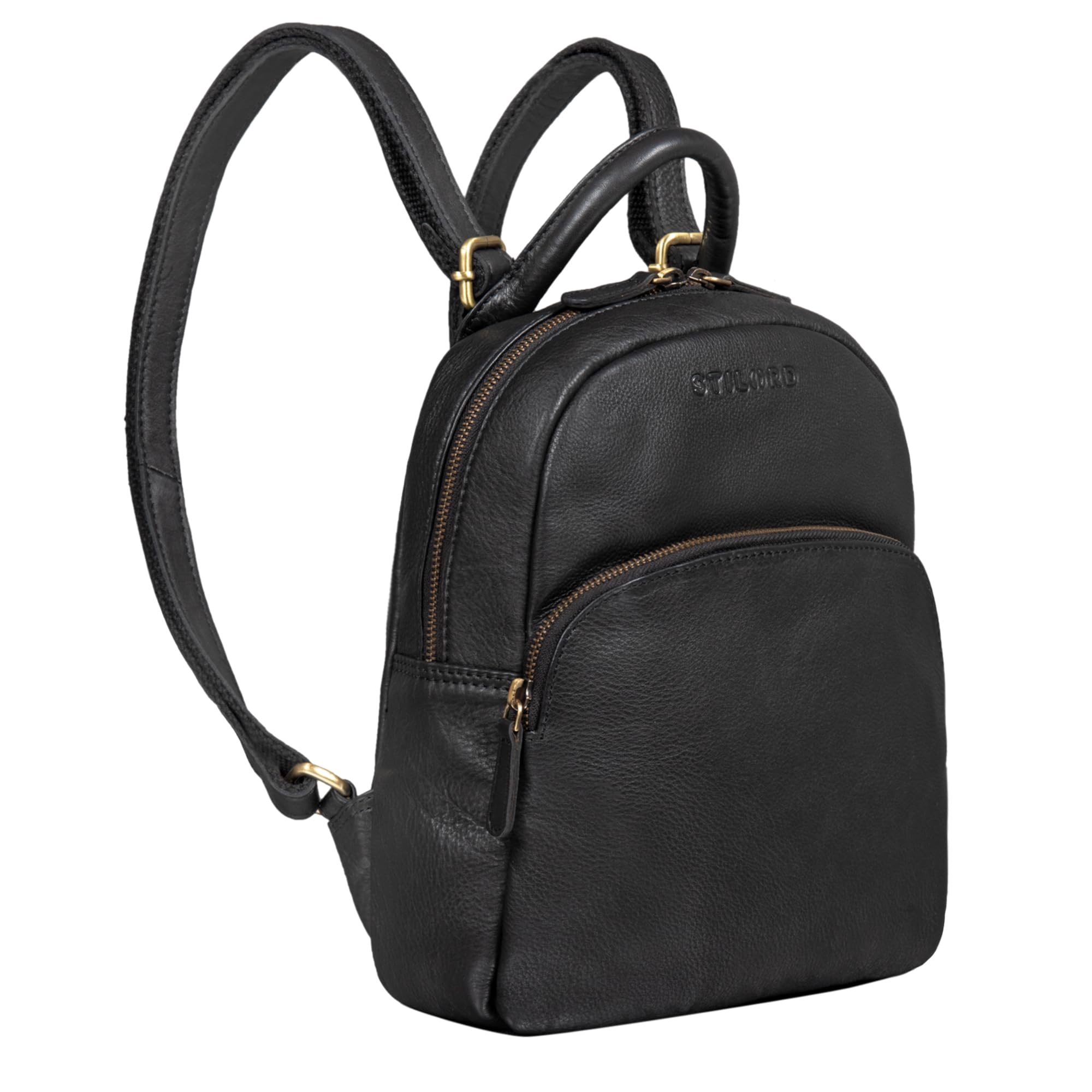 STILORD "Ruby" Daypack Ladies Leather Backpack Small Leather Rucksack Vintage Handbag City Daypack for Going Out Shopping Pack S Genuine Leather Colour:Black