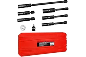 WETT 3/8-Inch Drive Magnetic Swivel Spark Plug Removal Tools Socket Set, 12 Point 360° Spark Plug Sockets with 9/16" 5/8" 13/16" 14mm Sizes, CR-V Steel
