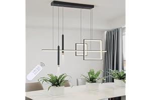 ORANOOR Modern LED Chandelier Lighting, Dimmable Linear Black Pendant Light with Squares, 39in Dining Room Hanging Light Fixt