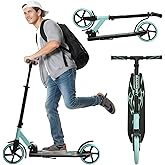 Rahmory Kick Scooter for Ages 6+,Kid, Teens & Adults. Foldable Kick Scooter for Boys with 4 Adjustable Heights, ABEC9 Bearings, Supports Up to 220 lbs