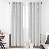 Deconovo Blackout Curtains 55 x 71 Inch Silver Grey Two Panels Wave Foil Design view 2