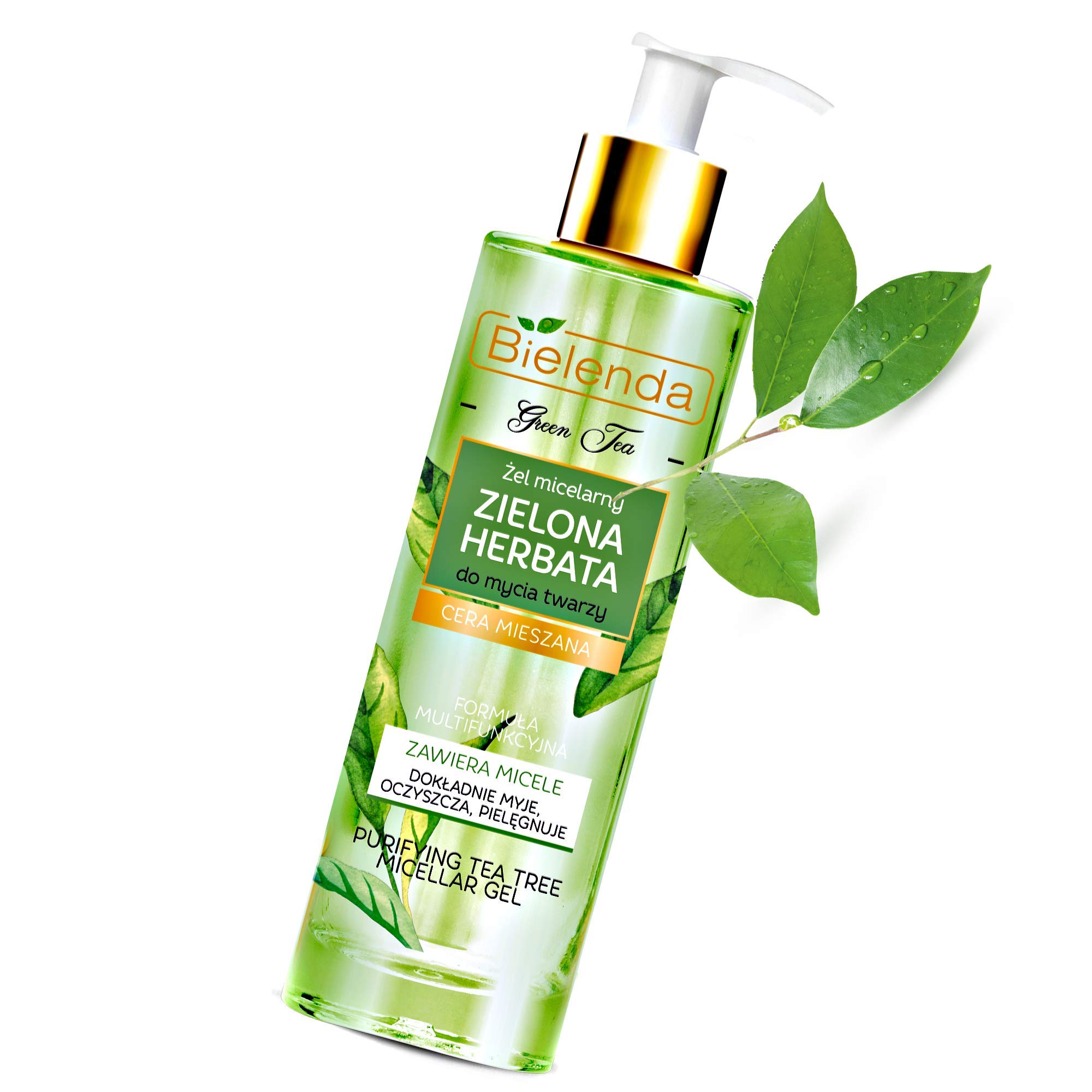 Bielenda Green Tea - Micellar Gel - Designed For Daily Cleansing And Purifying Combination Skin-Green Tea Micellar Gel For Face Cleansing - 200 ml