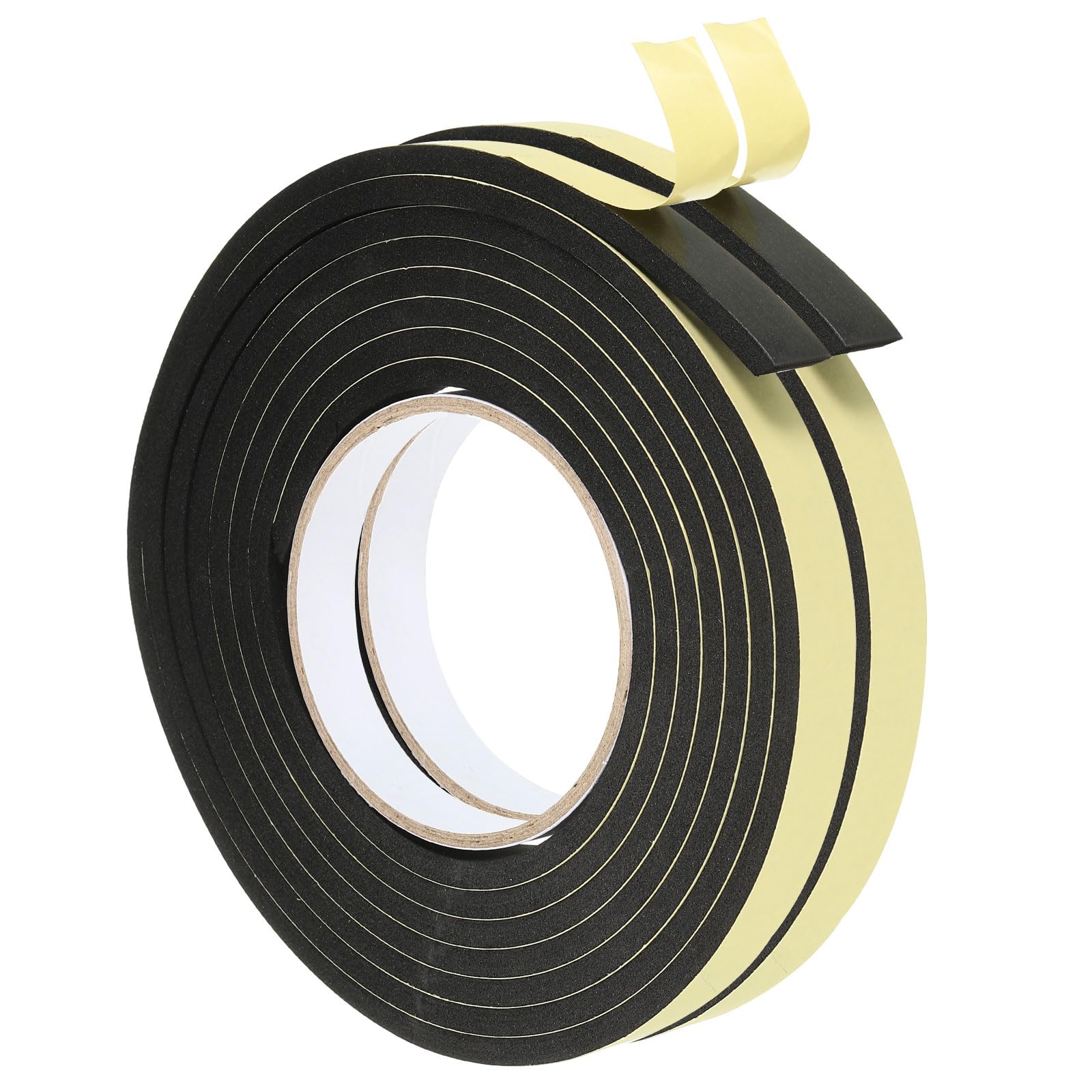 PATIKIL 3m/10ft Sealing Foam Tape, 2Rolls Single Sided Weather Stripping Door Seal Strip for Window Door Insulation, Black (5/8In x 1/4In x 10Ft)