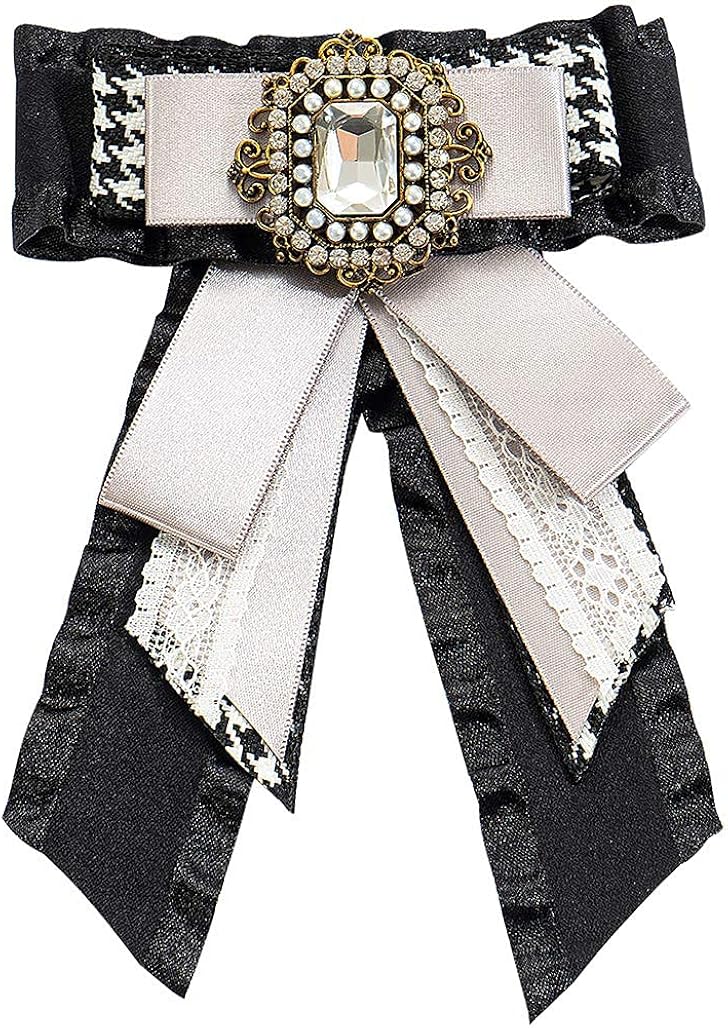 CHARMGIRL Rhinestone Crystal Ribbon brooches Pin Bow Tie Bow Brooch pre