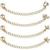 Wurosi 4 Pcs 14K Gold Necklace Extenders for Women, 2" Chain Extenders for Necklace Bracelet, 4 Styles Gold Anklet Extender with Star/Butterfly/Heart/Bee for Jewelry Making