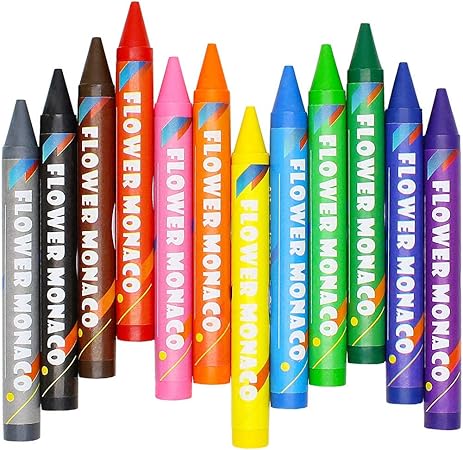 Amazon 大きなクレヨン 2 4歳 12色 非毒性 幼児用クレヨン 持ちやすい 洗えるクレヨン 赤ちゃん 子供 子供に安全 花 モナコ クレヨン 文房具 オフィス用品